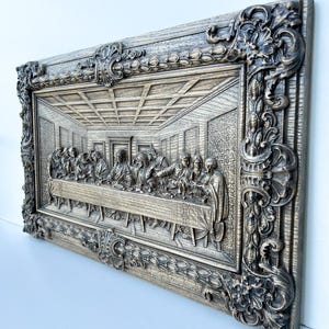 The Last Supper Wood Carving, Jesus Christ&#39;s Last Supper, Religious Wooden Carved Icon