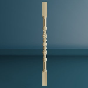 Wood Carved Baluster, Unfinished Wooden Balustrade, Stair Balusters, 1 Piece
