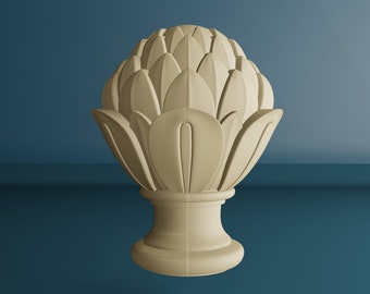 Wooden Newel Post Cap, Decorative Finial for Staircase Pillars, Wood Carved Post Finial, Bed Post Finial
