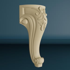Wood Carved Unpainted Furniture Leg, Ornate Wooden Classic Style Leg, 1 piece