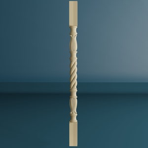 Wood Carved Baluster, Unfinished Wooden Balustrade, Stair Balusters, 1 Piece