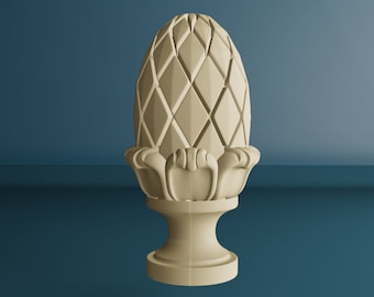 Wooden Newel Post Cap, Decorative Finial for Staircase Pillars, Wood Carved Post Finial, Bed Post Finial