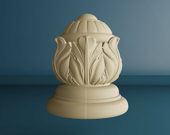 Tapa de poste de Newel de madera, remate decorativo para pilares de escalera, remate de poste tallado en madera, remate de poste de cama
