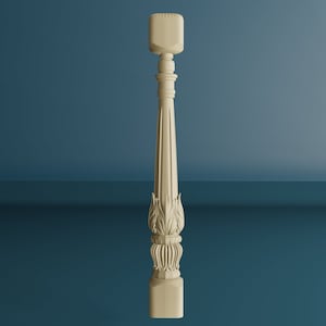 Wood Carved Baluster, Unfinished Wooden Balustrade, Stair Balusters, 1 Piece