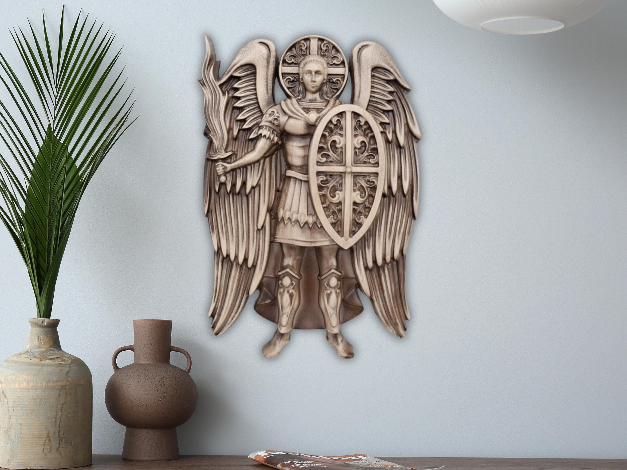 Saint Michael the Archangel Wood Carving, St Archangel Michael ...
