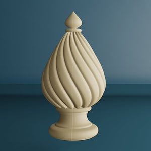 Wooden Newel Post Cap, Twisted Finial for Staircase Pillars, Wood Carved Post Finial, Bed Post Finial