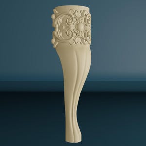 Wood Carved Unpainted Furniture Leg, Ornate Wooden Classic Style Leg, 1 piece