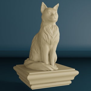 Sitting Cat Statue, Wooden Cat Newel Post Cap, Cat Finial for Staircase Pillars, Wood Carved Post Finial, Bed Post Finial