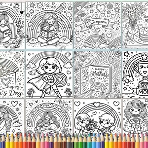 40 Kawaii Mother's Day Coloring Pages, Cute Mom and Baby Animals ...