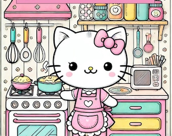 Kawaii Cat Coloring Book – 30 Routine Pages, Relaxing Activity (PDF Pattern