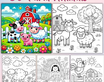 30 Kawaii Farm Animals Coloring Pages, Kids & Adults (PDF)