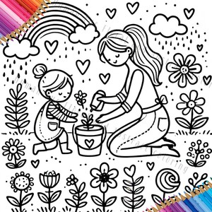 40 Kawaii Mother's Day Coloring Pages, Cute Mom and Baby Animals ...