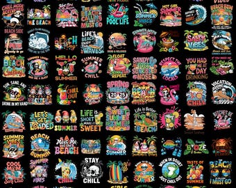 Tropical Summer Cliparts Bundle, Summer Sublimation Png, Tropical Beach Shirt Designs, Retro Summer Coquette Bow, Summer Vibes, Digital