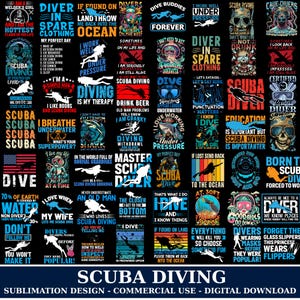 Pacchetto di immagini PNG per immersioni subacquee, PNG subacqueo, file subacqueo, PNG maglietta da sub, citazione da sub, PNG amante dell'oceano, clipart per immersioni subacquee, sublimazione