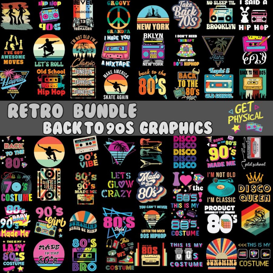 Retro 90s Bundle Digital Prints, Nostalgia Graphics, Back to 90s, Retro ...