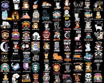 250+ Funny Cat Png Bundle, Cat Humour Shirt Graphic, Cat Mom Png, Crazi Pet Png, Cat Lover Png, Funny Cat Clipart, Sublimation Cat, Digital