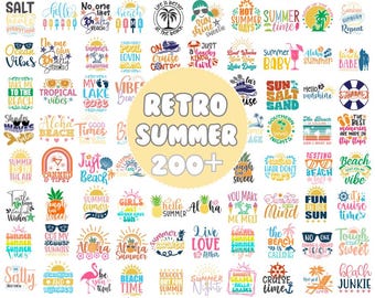 200+ Retro Summer Png Bundle, Summer Sublimation Designs, Summertime Shirt Graphics, Salty Summer, Beach Vibes, Digital File