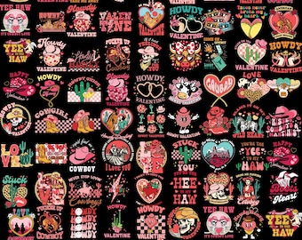 Western Valentine Cliparts Bundle Sublimation, Romantic Graphics, Valentines Day, Howdy Png, Gift for Lovers, Digital Download