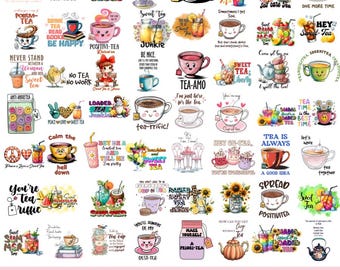 Tea Graphics PNG Bundle, Funny Tea Lover Quote, Tea Cliparts, Tea Quote, Tea Sublimation Png, Digital Download