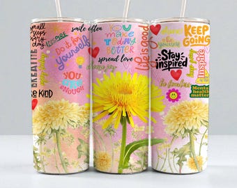 Floral Positive Affirmation Tumbler Wrap, Mental Health Design (Digital Download)