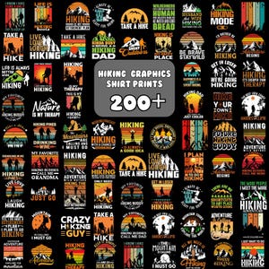 200+ Retro Hiking Png Designs, Mountain Printable, Hiking Shirt, Adventure Graphic, Mountain Landscape, Go out, Big Bundle, Instant Download