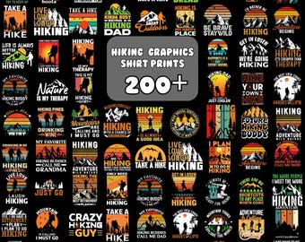 200+ Retro Hiking Png Designs, Mountain Printable, Hiking Shirt, Adventure Graphic, Mountain Landscape, Go out, Big Bundle, Instant Download