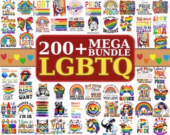 200+ LGBTQ Designs, Rainbow LGBTQ Png, Pride Month, Gay Pride, Lgbt Quotes, Lgbt Shirt, Gay Gift, Lgbt Printable, Commercial Use, Digital