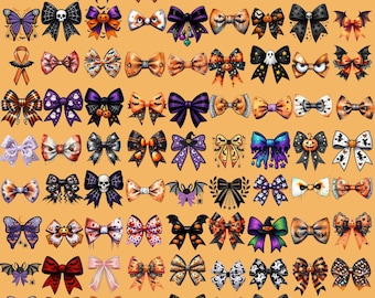Spooky Halloween Bow Clipart Bundle, Coquette Ghost Designs (PNG Digital Download)