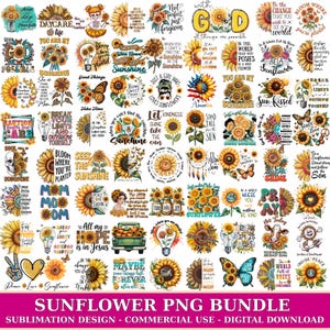 Sunflower Png Bundle, Positive Quotes, Floral Graphics, Sunflower Shirt, Retro Flowers, Motivation Quotes, Boho Png, Bundle Sublimation