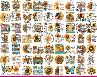 Sunflower Png Bundle, Positive Quotes, Floral Graphics, Sunflower Shirt, Retro Flowers, Motivation Quotes, Boho Png, Bundle Sublimation