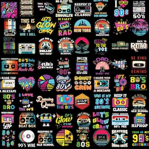 80s and 90s Png Bundle, Nostalgia Graphics, Retro Graphics, Party Costume, 90s Cliparts, Take me back, 90s Party, Bundle Sublimation
