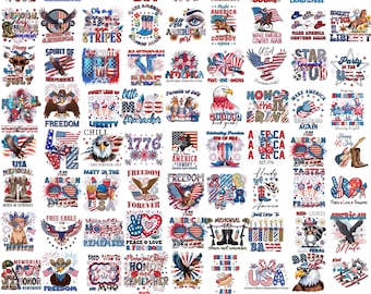4th of July Png Bundle Sublimation, Patriotic Eagle, USA Flag, Coquette Bow, Independence Day, Statue of Liberty, Digital Download