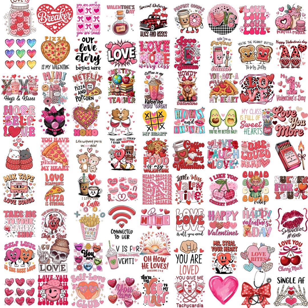 Retro Valentine Png Bundle Sublimation, Love Png, Valentines Day ...