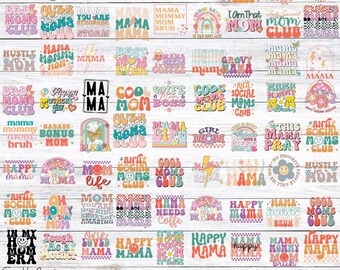 Retro Mom Clip Art Bundle, Mama Sublimation Designs (Digital Download)
