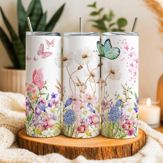 Spring Flowers Tumbler Wrap, Straight Tumbler, Flower Lover, Spring Vibe, Digital Png, 20oz Skinny Tumbler, Flower Sublimation
