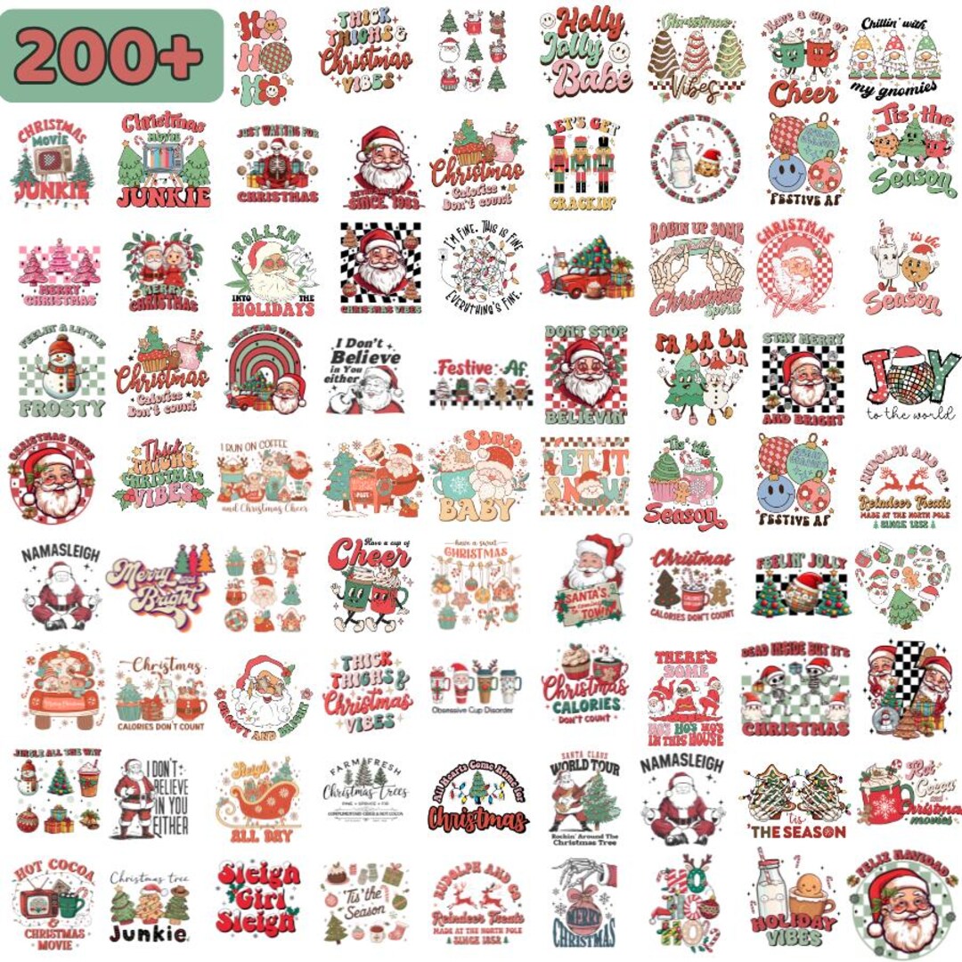 200+ Retro Christmas Printable Designs, Santa Claus Png, Degital File ...