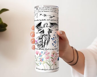 Geloofsbevestiging sublimatie bekerontwerp, 20oz magere beker, positief citaat, bijbelvers beker png, christelijke bekeromslag, digitaal