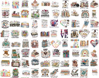 Pacchetto per amanti dei libri, lettura in formato PNG, libro floreale in formato PNG, bibliotecario stampabile, grande pacchetto, citazione di libri, grafica di lettura, design di libri per magliette