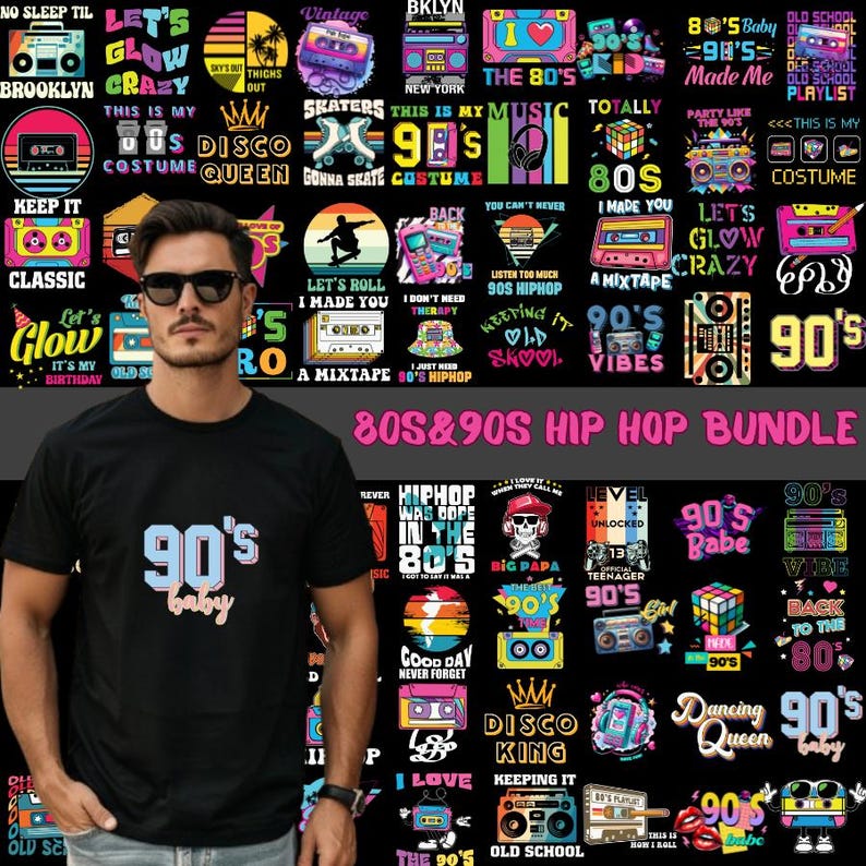 80s&90s Hip Hop Png Bundle, Retro Vibes, 90s Party, Nostalgia Cliparts ...