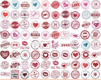 Valentine Stamps Png Bundle, Romantic Designs, Love Mail Png, Valentine Coquette Png, Cupid Png, Valentine's Day Png, Digital Download