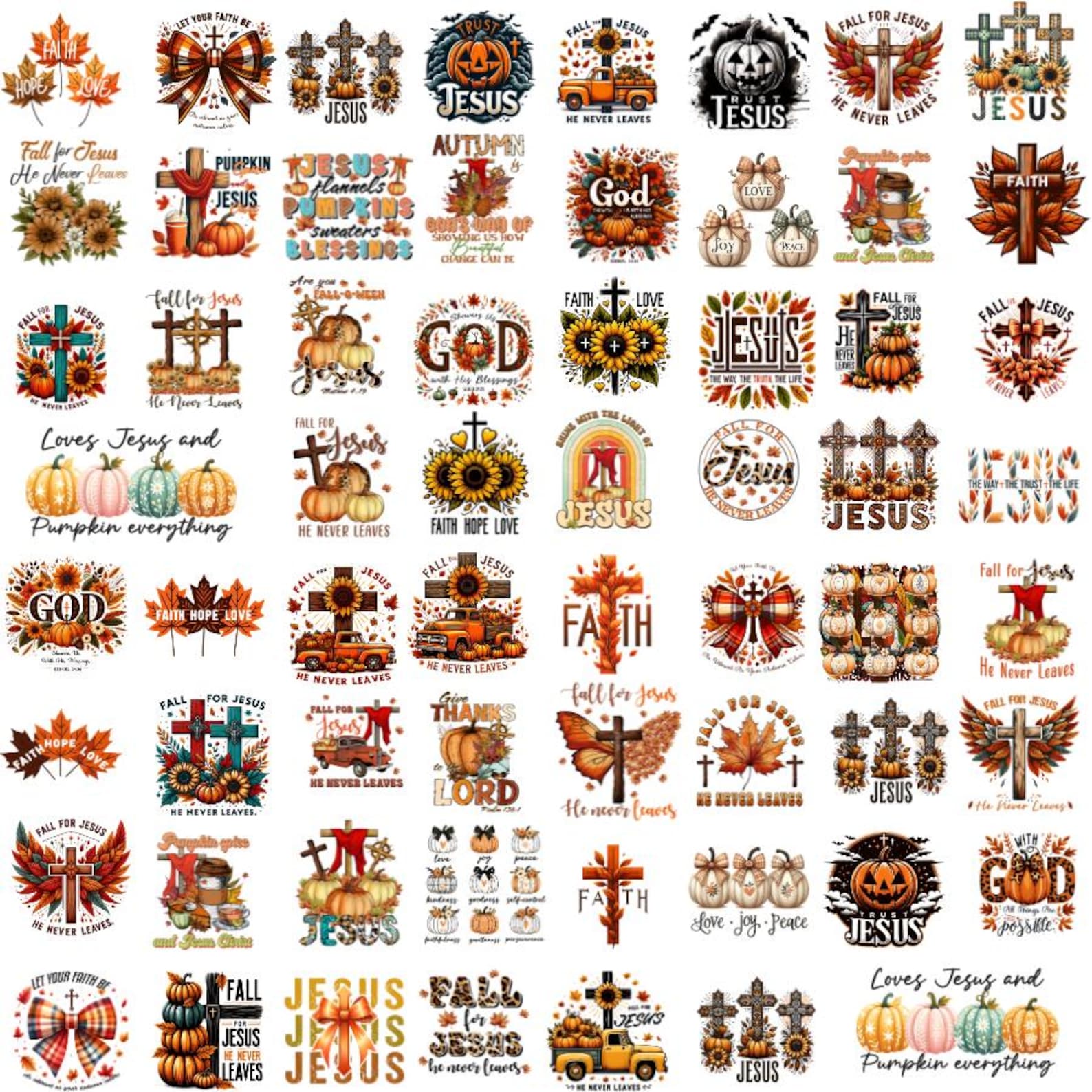 Fall Christian Cliparts, Autumn Vibes, Png Bundle, Fall for Jesus ...