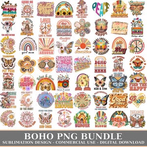 Boho Vintage Png-bundel, vintage graphics, digitale cliparts, vintage bundel, retro vibes, Boho shirt, vintage tijdperk, sublimatie png, digitaal