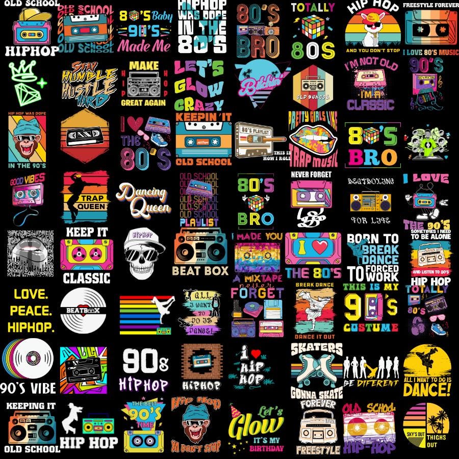 90s Hip Hop Png, Retro Bundle, 90s Party, Old School, Beat Box Png