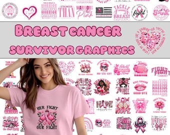 200+ borstkanker png-bundel, kankeroverlevende, kankerbewustzijn, roze lint, vechter png, haar strijd, kankercitaten, digitale download