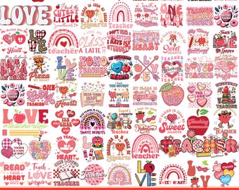 Valentine Teacher Png Bundle, Xoxo Teacher T-Shirt Png, Valentine's Day Quote, Teacher Gift, Sublimation Png, Digital Download, DTF