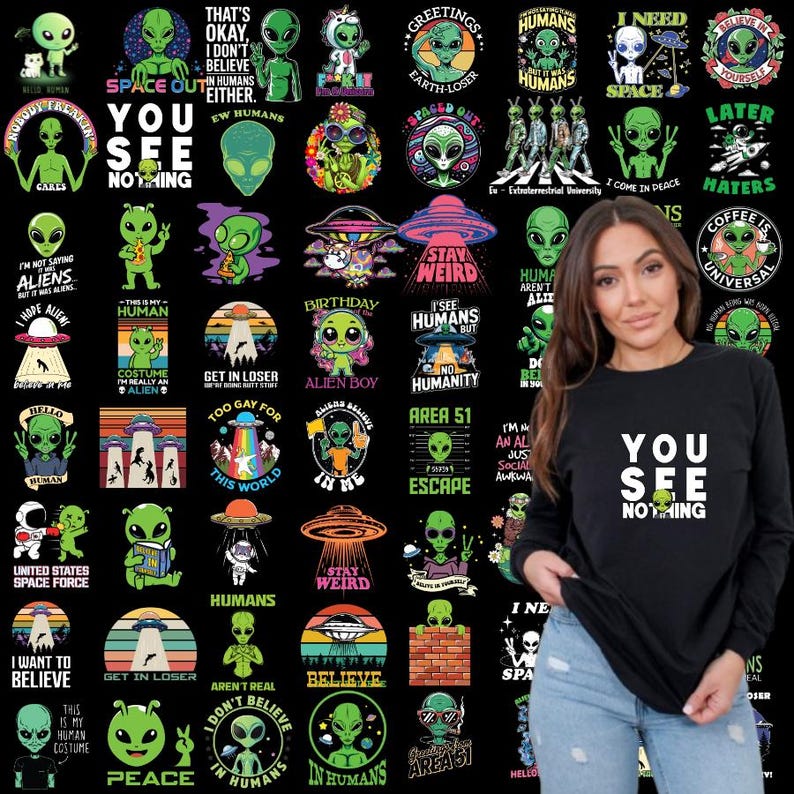 Sarcastic Alien Printable, Funny Designs, Png Bundle, Space Images ...
