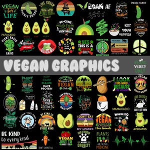 Pakiet wegańskich plików PNG, Plik wegetariański, Plik wegański, Koszulka organiczna, Zachowaj zdrowie, Cytaty wegańskie, Przestań zabijać, Wegetariańskie pliki PNG, Natychmiastowe pobieranie