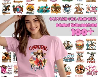 Western Cowgirl Png Bundle, Cowboy Graphics, Country Side, Western Printable, Cowgirl Shirt, Western File, Instant Download
