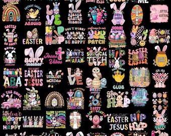 Easter Sublimation Bundle, Easter Graphics, Bunny Png, Digital File, Easter Day, Easter Quotes, Digital Png Bundle