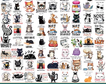 150+ Funny Cat Png Bundle, Cat Lover, Sarcastic Cat, Cat mom, Funny Pngs, Crazy Cat, Pet Day, Bundle Sublimation Png,Dtf, Instant Download